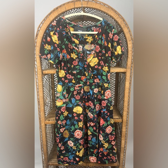 Maeve Anthropologie Bloedel Floral Midi Dress US 8 Pockets Side Zip - Picture 4 of 6